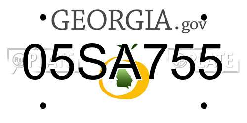 05SA755 Georgia License Plate