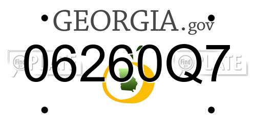 06260Q7 Georgia License Plate