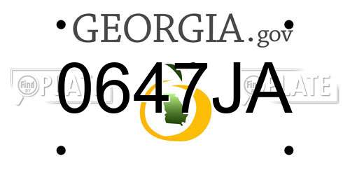 0647JA Georgia License Plate