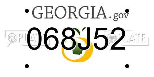 068J52 Georgia License Plate