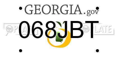 068JBT Georgia License Plate