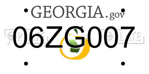 06ZG007 Georgia License Plate