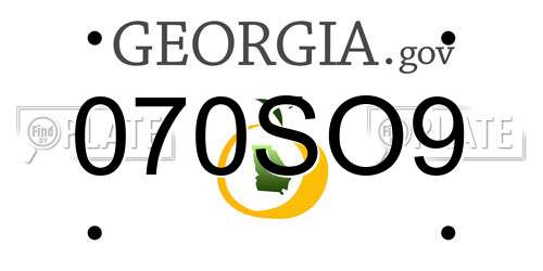 070SO9 Georgia License Plate