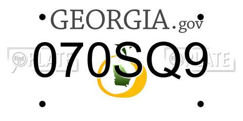 070SQ9 Georgia License Plate