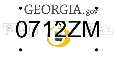 0712ZM Georgia License Plate