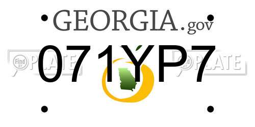 071YP7 Georgia License Plate
