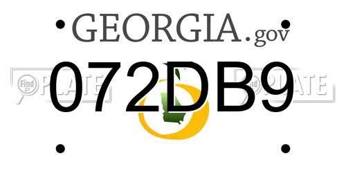 072DB9 Georgia License Plate