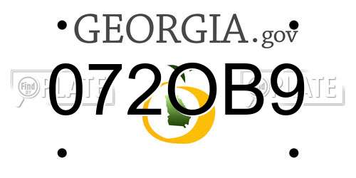 072OB9 Georgia License Plate
