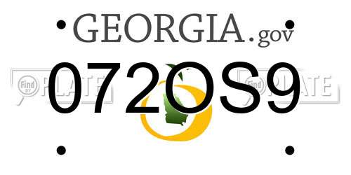 072OS9 Georgia License Plate