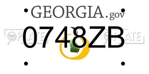 0748ZB Georgia License Plate