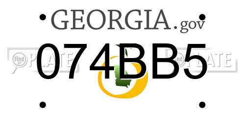 074BB5 Georgia License Plate