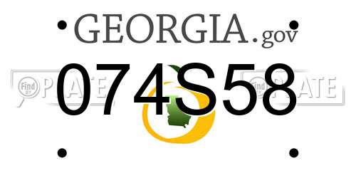 074S58 Georgia License Plate