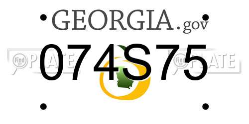074S75 Georgia License Plate