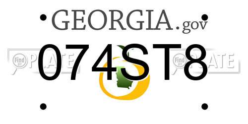 074ST8 Georgia License Plate