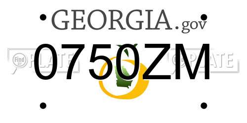 0750ZM Georgia License Plate