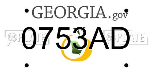 0753AD Georgia License Plate