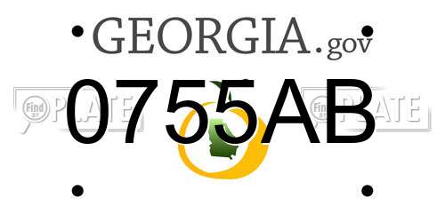 0755AB Georgia License Plate