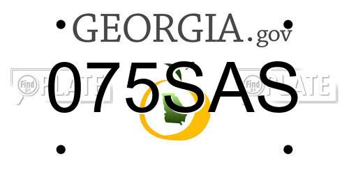 075SAS Georgia License Plate