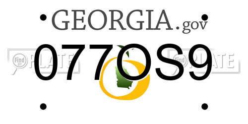 077OS9 Georgia License Plate