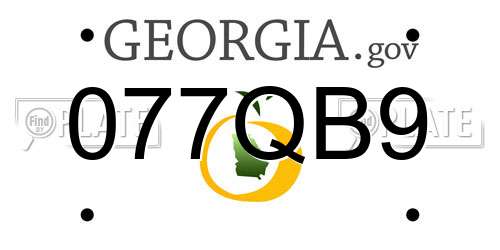077QB9 Georgia License Plate