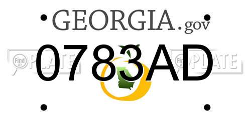 0783AD Georgia License Plate