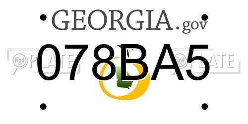 078BA5 Georgia License Plate