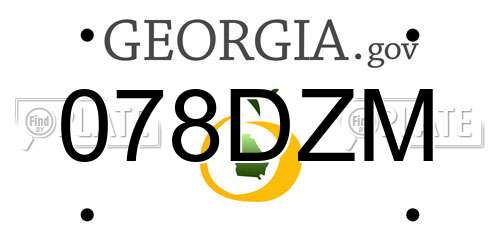 078DZM Georgia License Plate