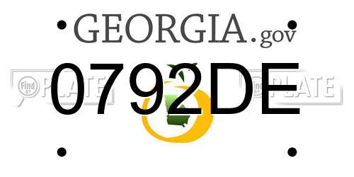 0792DE Georgia License Plate