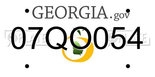 07QO054 Georgia License Plate