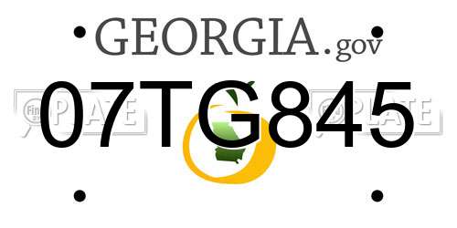 07TG845 Georgia License Plate
