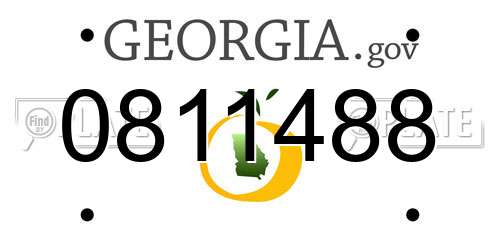 0811488 Georgia License Plate