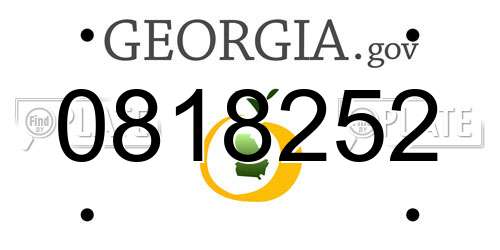 0818252 Georgia License Plate