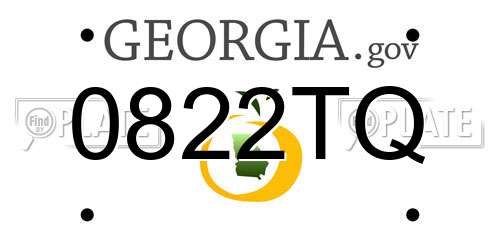 0822TQ Georgia License Plate