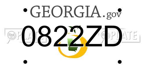 0822ZD Georgia License Plate