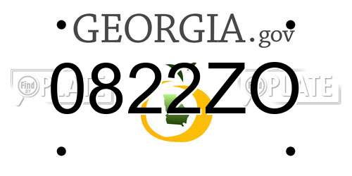 0822ZO Georgia License Plate