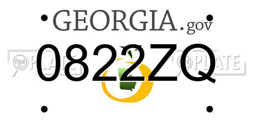 0822ZQ Georgia License Plate