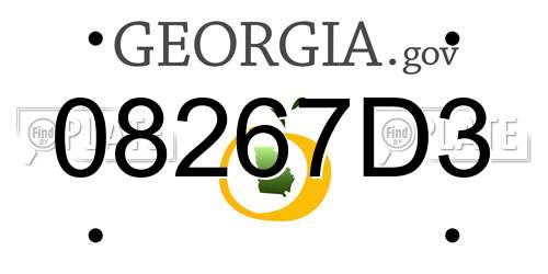 08267D3 Georgia License Plate