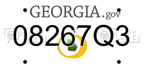 08267Q3 Georgia License Plate