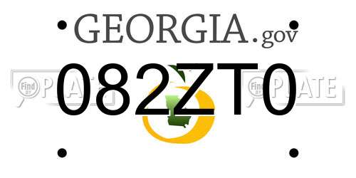 082ZT0 Georgia License Plate