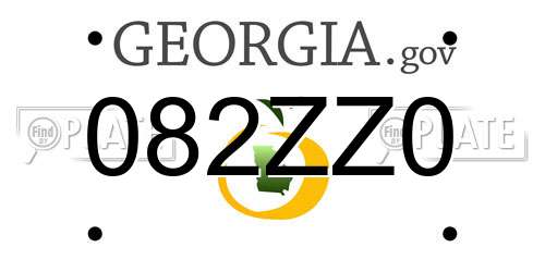 082ZZ0 Georgia License Plate
