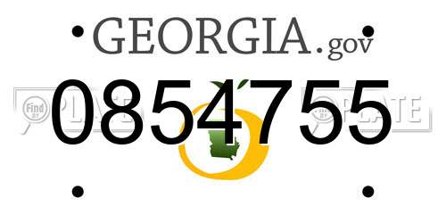 0854755 Georgia License Plate