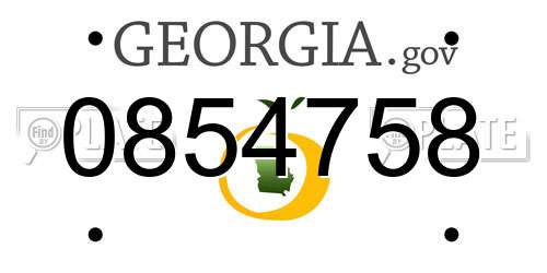0854758 Georgia License Plate