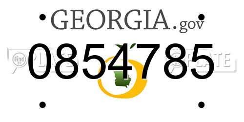 0854785 Georgia License Plate