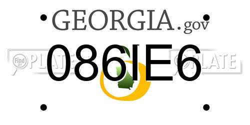 086IE6 Georgia License Plate