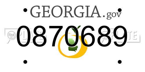 0870689 Georgia License Plate