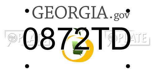 0872TD Georgia License Plate