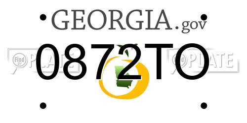 0872TO Georgia License Plate