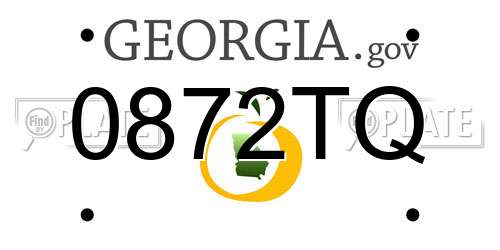 0872TQ Georgia License Plate