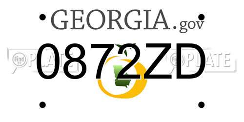 0872ZD Georgia License Plate