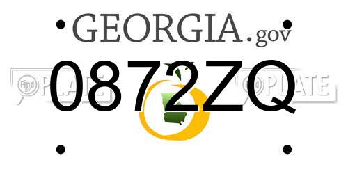 0872ZQ Georgia License Plate